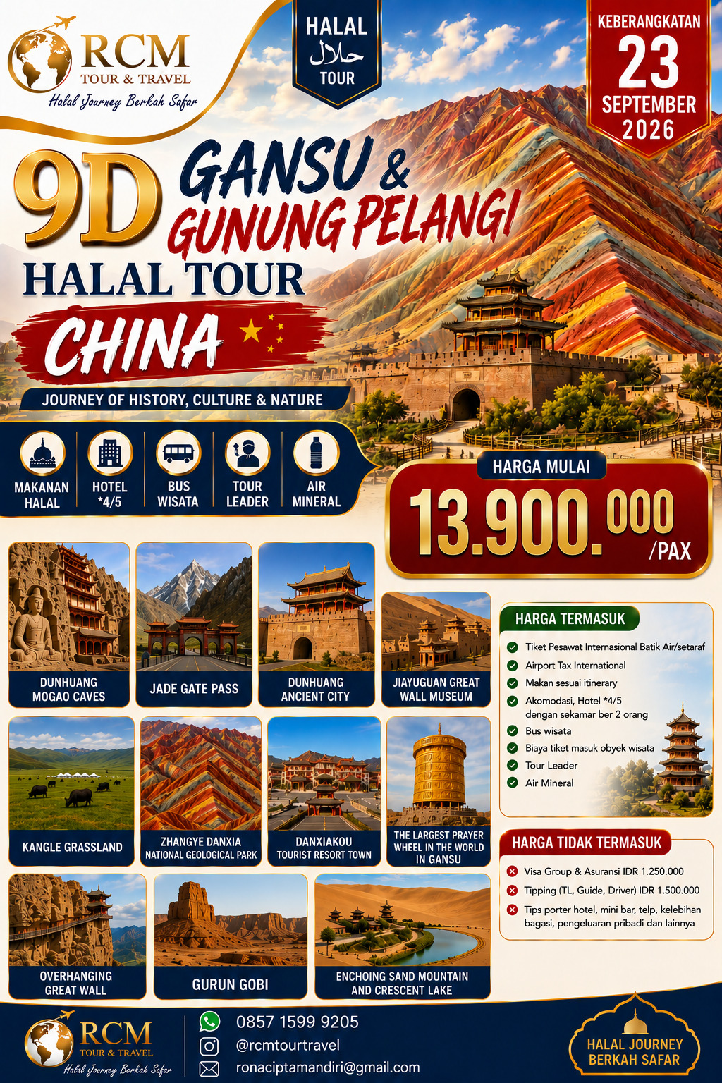 9D Gansu & Gunung Pelangi Halal Tour China promo